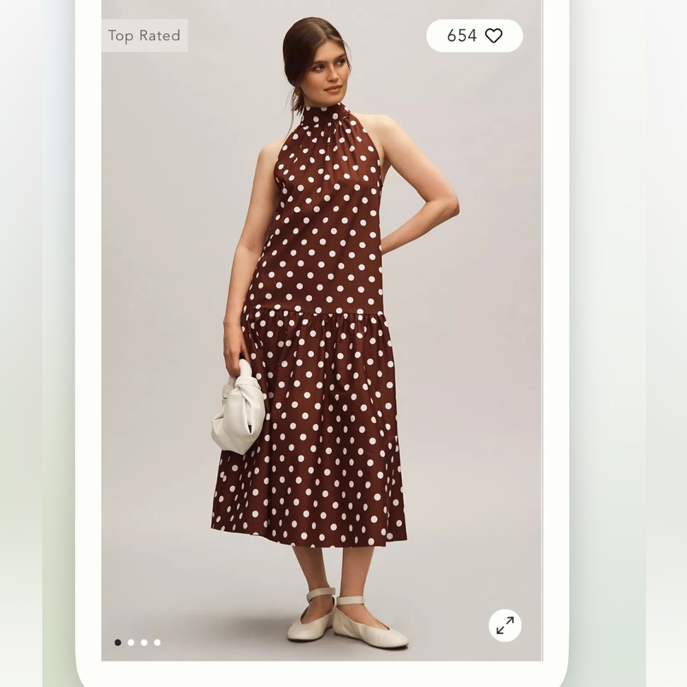 Anthropologie Maeve Halter Drop-Waist Midi Dress